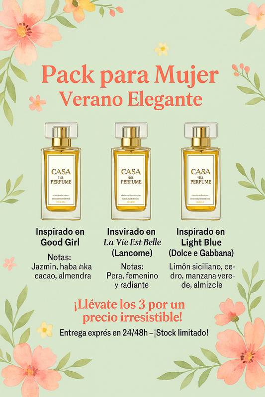 Pack para Mujer – Verano Elegante – 3 Perfumes Frescos e Intensos